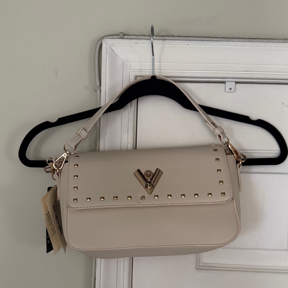 Valentino Orlandi Cream Studded Shoulder Bag